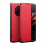 For Huawei Mate 50 Pro QIALINO Genuine Leather Side Window View Smart Phone Case(Red)