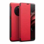 For Huawei Mate 50 QIALINO Genuine Leather Side Window View Smart Phone Case(Red)