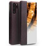 For Huawei P30 Pro QIALINO Genuine Leather Side Window View Smart Phone Case(Brown)