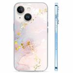 For iPhone 14 Coloured Glaze Marble Phone Case(White Gold)