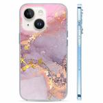 For iPhone 14 Coloured Glaze Marble Phone Case(Pink Grey)