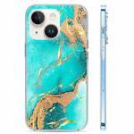 For iPhone 14 Coloured Glaze Marble Phone Case(Green Gilt)