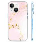 For iPhone 14 Plus Coloured Glaze Marble Phone Case(Pink White)