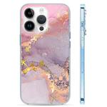 For iPhone 14 Pro Coloured Glaze Marble Phone Case(Pink Grey)