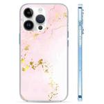 For iPhone 14 Pro Max Coloured Glaze Marble Phone Case(Pink White)