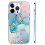 For iPhone 13 Pro Coloured Glaze Marble Phone Case(Purple Blue)