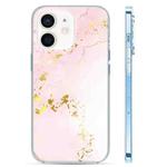 For iPhone 12 Coloured Glaze Marble Phone Case(Pink White)