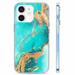 For iPhone 12 Coloured Glaze Marble Phone Case(Green Gilt)