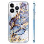 For iPhone 12 Pro Coloured Glaze Marble Phone Case(Purple Grey)
