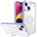 For iPhone 14 Water Cube High Permeability Space Phone Case with Invisible Holder(Purple)