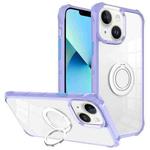 For iPhone 13 Water Cube High Permeability Space Phone Case with Invisible Holder(Purple)