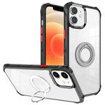 For iPhone 12 Water Cube High Permeability Space Phone Case with Invisible Holder(Black)