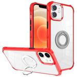 For iPhone 12 Water Cube High Permeability Space Phone Case with Invisible Holder(Red)
