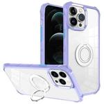 For iPhone 12 Pro Max Water Cube High Permeability Space Phone Case with Invisible Holder(Purple)