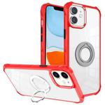 For iPhone 11 Water Cube High Permeability Space Phone Case with Invisible Holder(Red)