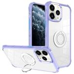 For iPhone 11 Pro Water Cube High Permeability Space Phone Case with Invisible Holder(Purple)