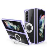 For Samsung Galaxy Z Fold4 Water Cube High Permeability Space Phone Case with Invisible Holder(Purple)