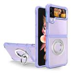 For Samsung Galaxy Z Flip4 Water Cube High Permeability Space Phone Case with Invisible Holder(Purple)
