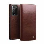 For Samsung Galaxy Note20 QIALINO Genuine Leather Phone Case(Brown)