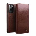 For Samsung Galaxy Note20 Ultra QIALINO Genuine Leather Phone Case(Brown)