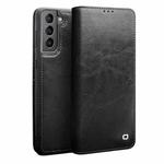 For Samsung Galaxy S21 5G QIALINO Genuine Leather Phone Case(Black)