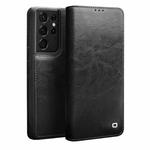 For Samsung Galaxy S21 Ultra 5G QIALINO Genuine Leather Phone Case(Black)