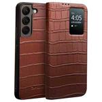 For Samsung Galaxy S22+ 5G QIALINO Crocodile Pattern Genuine Leather Phone Case(Brown)