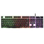 FOREV Wired Gaming Illuminated Keyboard, Color:Black Key White Background