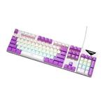 FOREV FVQ302 Mixed Color Wired Mechanical Gaming Illuminated Keyboard(White Purple)