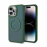 For iPhone 14 Pro Imitation Liquid Silicone Skin Feel Plating Magsafe Phone Case(Deep Green)