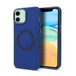 For iPhone 11 Imitation Liquid Silicone Skin Feel Plating Magsafe Phone Case(Navy Blue)