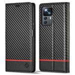 For Xiaomi Redmi K50 Ultra LC.IMEEKE Carbon Fiber Texture Flip Leather Phone Case(Horizontal Black)