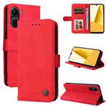 For vivo Y16 / Y02s Skin Feel Life Tree Metal Button Leather Phone Case(Red)