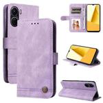For vivo Y16 / Y02s Skin Feel Life Tree Metal Button Leather Phone Case(Purple)