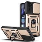 For Motorola Moto G22 Sliding Camera Cover TPU+PC Phone Case(Gold)