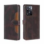 For OPPO A57s 4G / A57e 4G Skin Feel Magnetic Buckle Leather Phone Case(Brown)