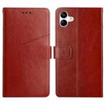 For Samsung Galaxy A04 4G HT01 Y-shaped Pattern Flip Leather Phone Case(Brown)