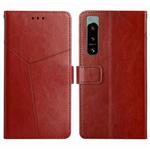 For Sony Xperia 5 IV HT01 Y-shaped Pattern Flip Leather Phone Case(Brown)