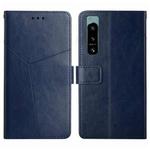 For Sony Xperia 5 IV HT01 Y-shaped Pattern Flip Leather Phone Case(Blue)