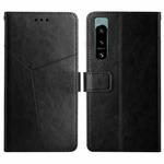 For Sony Xperia 5 IV HT01 Y-shaped Pattern Flip Leather Phone Case(Black)