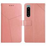 For Sony Xperia 5 IV HT01 Y-shaped Pattern Flip Leather Phone Case(Pink)