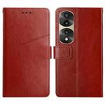 For Honor 70 Pro/70 Pro+ HT01 Y-shaped Pattern Flip Leather Phone Case(Brown)