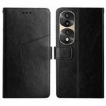 For Honor 70 Pro/70 Pro+ HT01 Y-shaped Pattern Flip Leather Phone Case(Black)