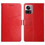 For Motorola Edge 30 Ultra/Moto X30 Pro HT01 Y-shaped Pattern Flip Leather Phone Case(Red)