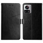 For Motorola Edge 30 Ultra/Moto X30 Pro HT01 Y-shaped Pattern Flip Leather Phone Case(Black)