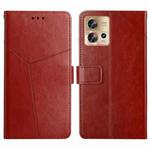 For Motorola Edge 30 Fusion/Moto S30 Pro HT01 Y-shaped Pattern Flip Leather Phone Case(Brown)