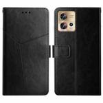 For Motorola Edge 30 Fusion/Moto S30 Pro HT01 Y-shaped Pattern Flip Leather Phone Case(Black)