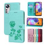 For Xiaomi 12/12X Rose Embossed Flip PU Leather Phone Case(Green)