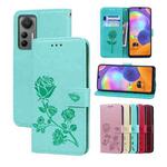 For Xiaomi 12 Lite Rose Embossed Flip PU Leather Phone Case(Green)