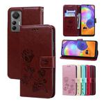 For Xiaomi 12 Lite Rose Embossed Flip PU Leather Phone Case(Brown)